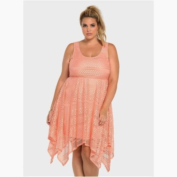 torrid Dresses & Skirts - TORRID Blush Allover Lace Hanky Dress L/12 NEW NWT
